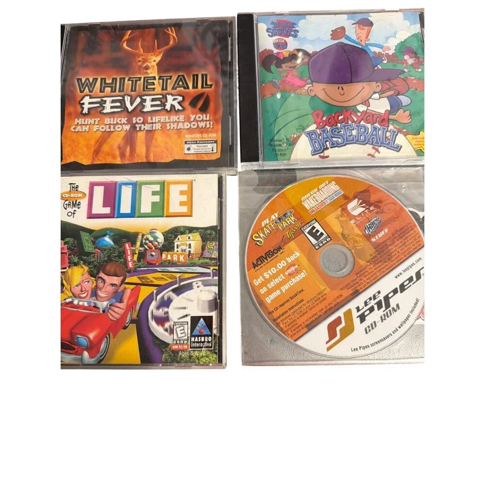 Vtg Lot Of 6 PC CD-ROM Games Backyard Series Whitetail Fever Game Of Life Estate